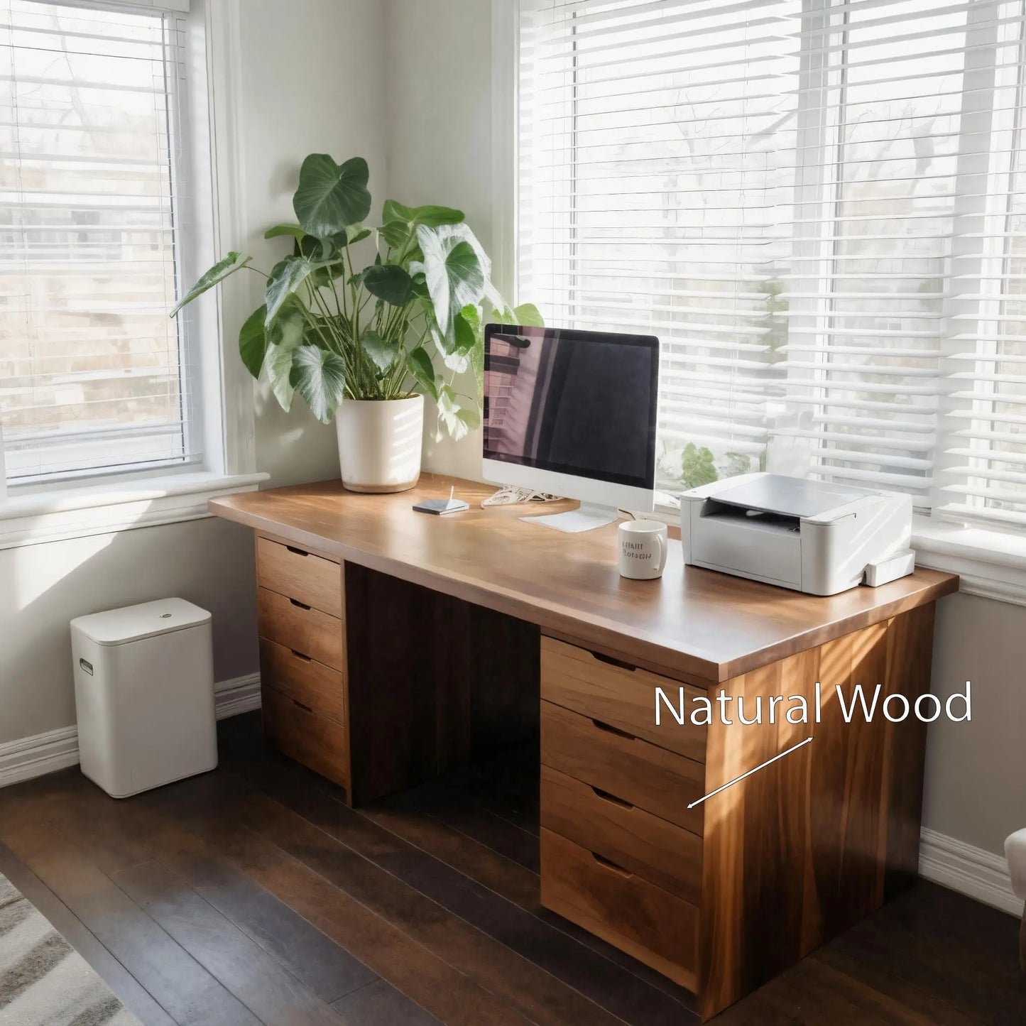 Modern Desk With Multiple Drawers For Home Office Lynnsnail