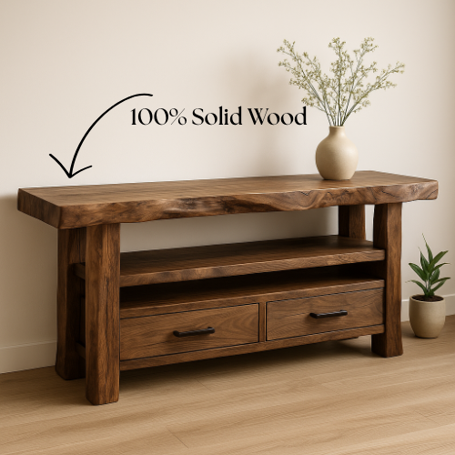 Handcrafted Solid Wood Console Table