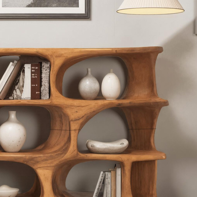 Modern Organic Sculptural Bookshelf For Living Room Or Office Lynnsnail