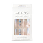 Blue Butterfly V-Shape French Press-On Nails – Rhinestone & Ombre Accent