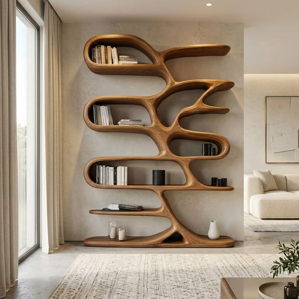 Contemporary Wooden Bookcase For Minimalist Living Room Decor Lynnsnail