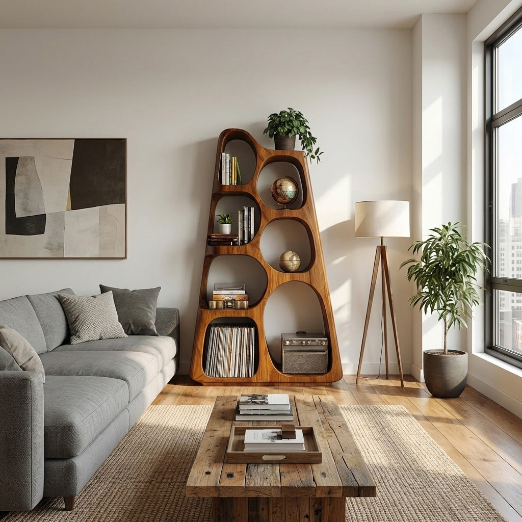 Organic Wooden Bookshelf For Japandi Furniture Decor Lynnsnail