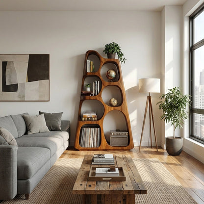 Organic Wooden Bookshelf For Japandi Furniture Decor Lynnsnail