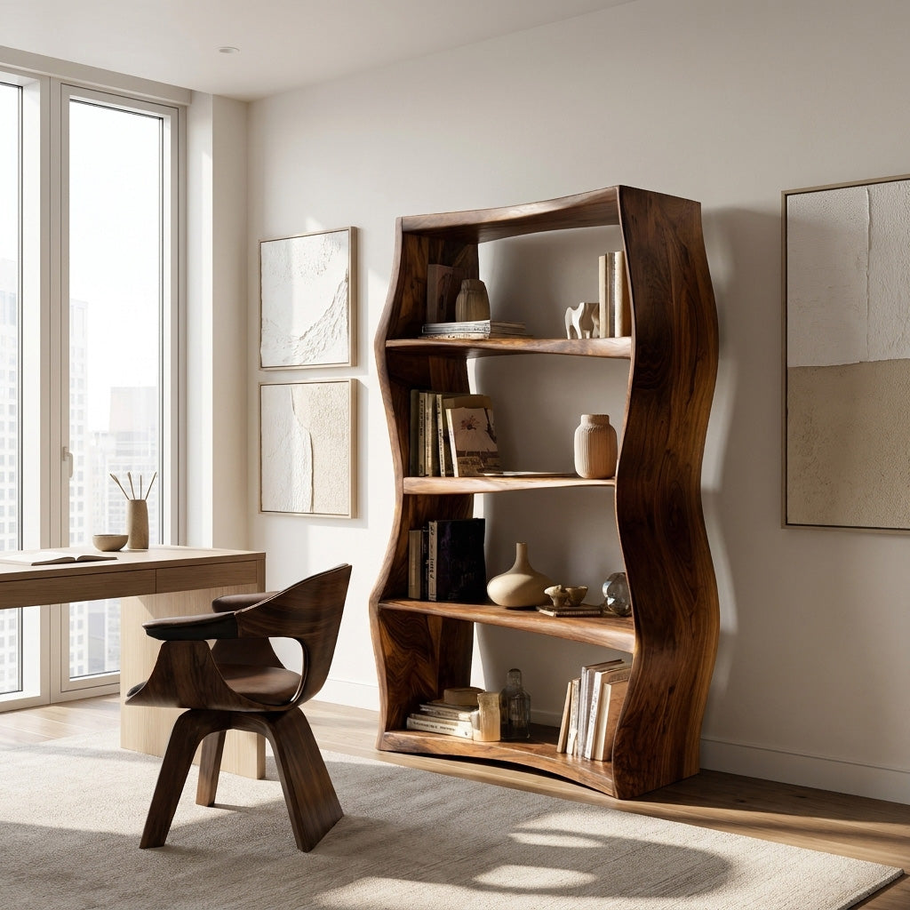 Elegant Natural Wood Bookshelf For Living Room Storage Lynnsnail