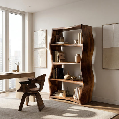 Elegant Natural Wood Bookshelf For Living Room Storage Lynnsnail