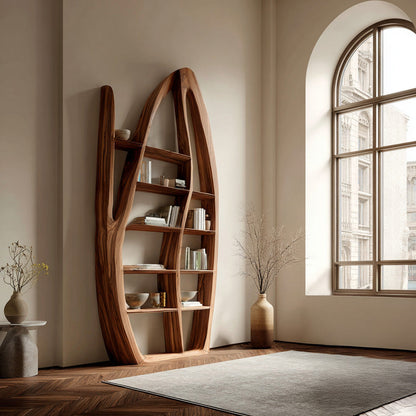 Organic Style Sculptural Wooden Bookshelf For Living Room Lynnsnail