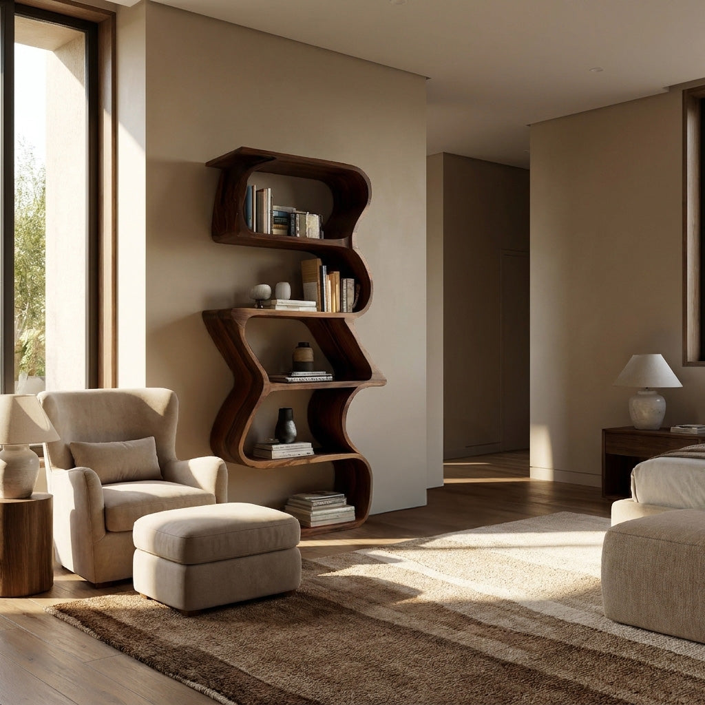 Modern Sculptural Wooden Bookshelf For Home Display Lynnsnail