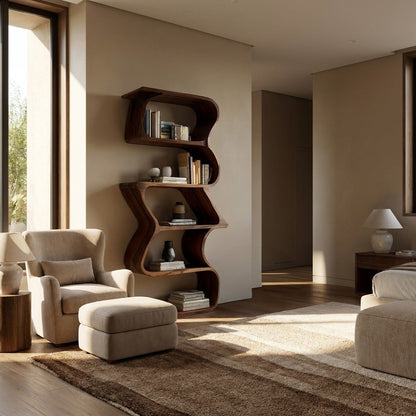 Modern Sculptural Wooden Bookshelf For Home Display Lynnsnail