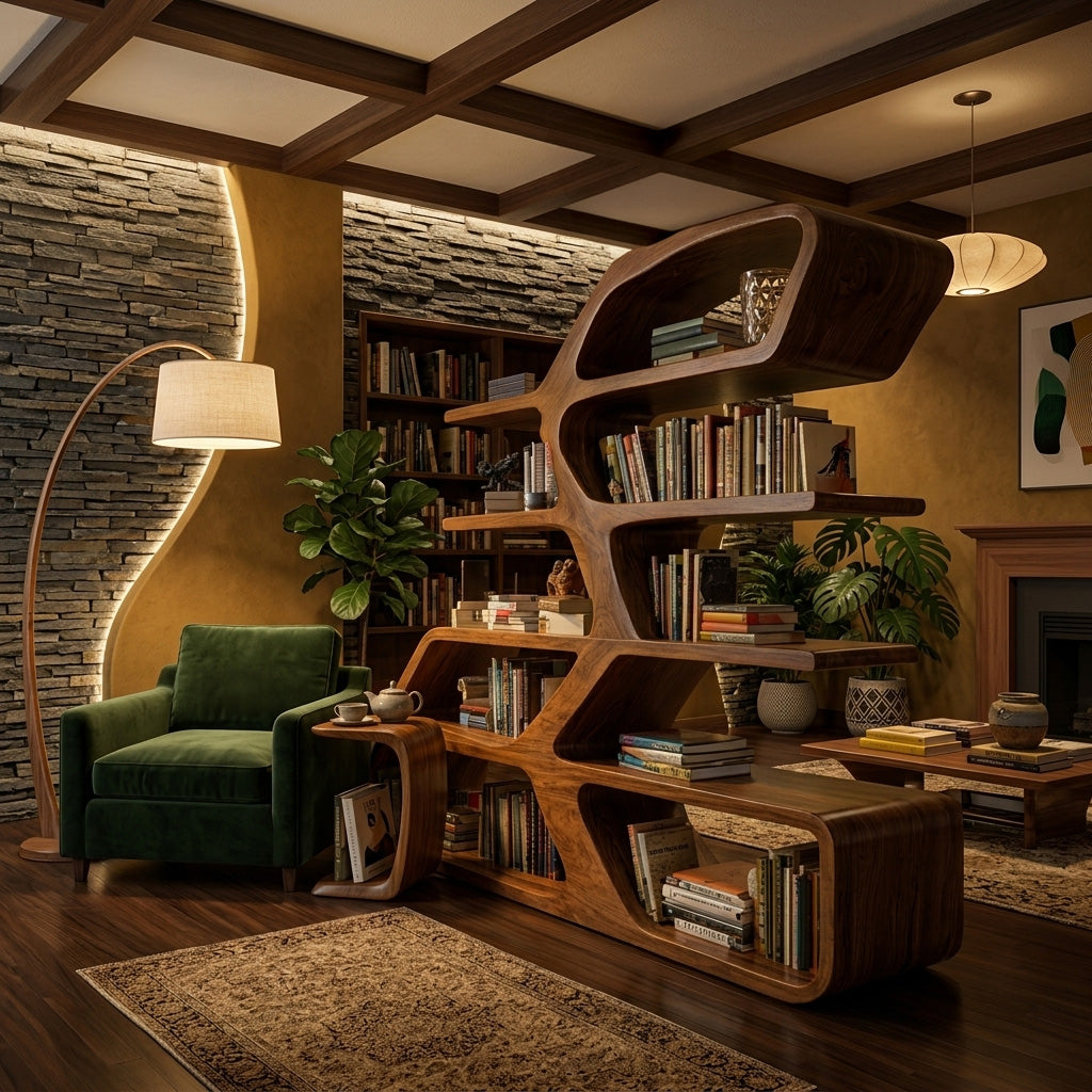 Modern Sculptural Bookshelf For Living Room Decor Lynnsnail