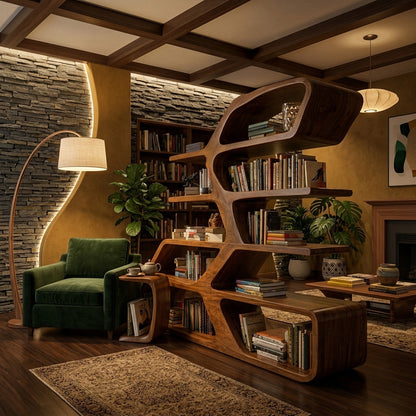 Modern Sculptural Bookshelf For Living Room Decor Lynnsnail