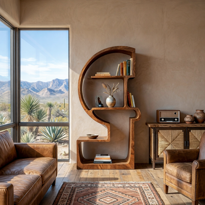 Artistic Wooden Bookshelf With Unique Curved Structure For Home Lynnsnail