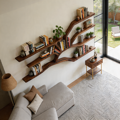 Handcrafted Sculptural Wooden Bookshelf For Living Room Decor Lynnsnail