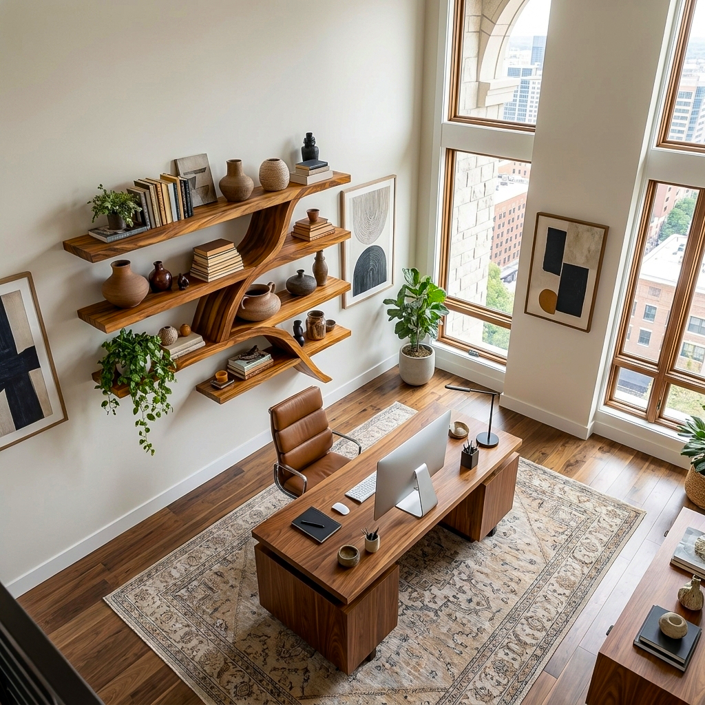 Handcrafted Wooden Wall Bookshelf With Organic Shape For Home Lynnsnail
