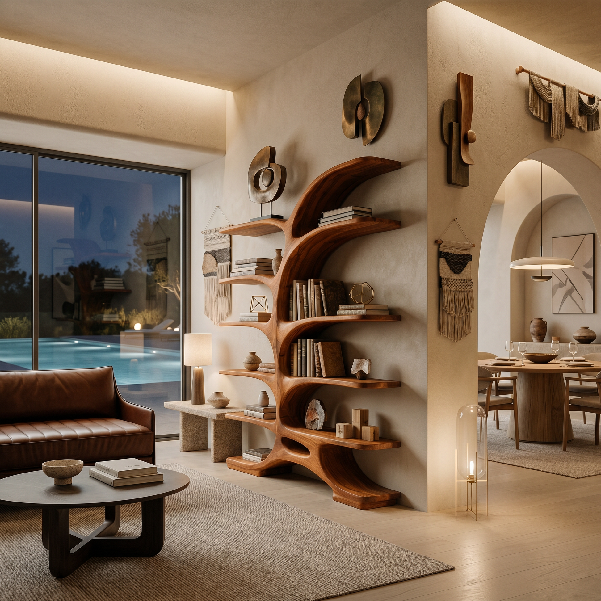 Contemporary Sculptural Curved Bookshelf For Living Room Interior Lynnsnail