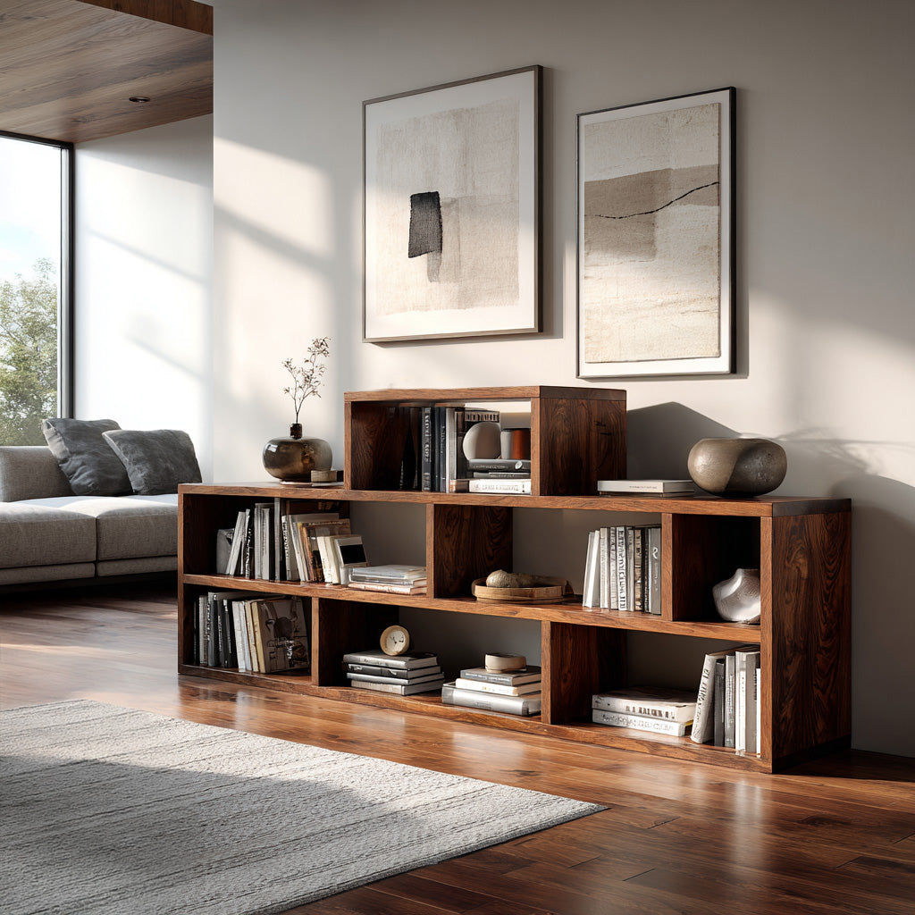 Handcrafted Wooden Bookshelf With Multi Storage For Living Space Lynnsnail