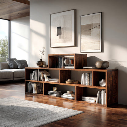 Handcrafted Wooden Bookshelf With Multi Storage For Living Space Lynnsnail