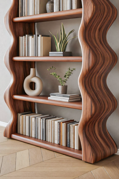 Modern Wave Bookshelf For Living Room Or Office Lynnsnail