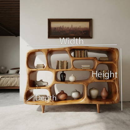 Modern Organic Bookshelf With Open Shelves For Living Room Or Office Lynnsnail