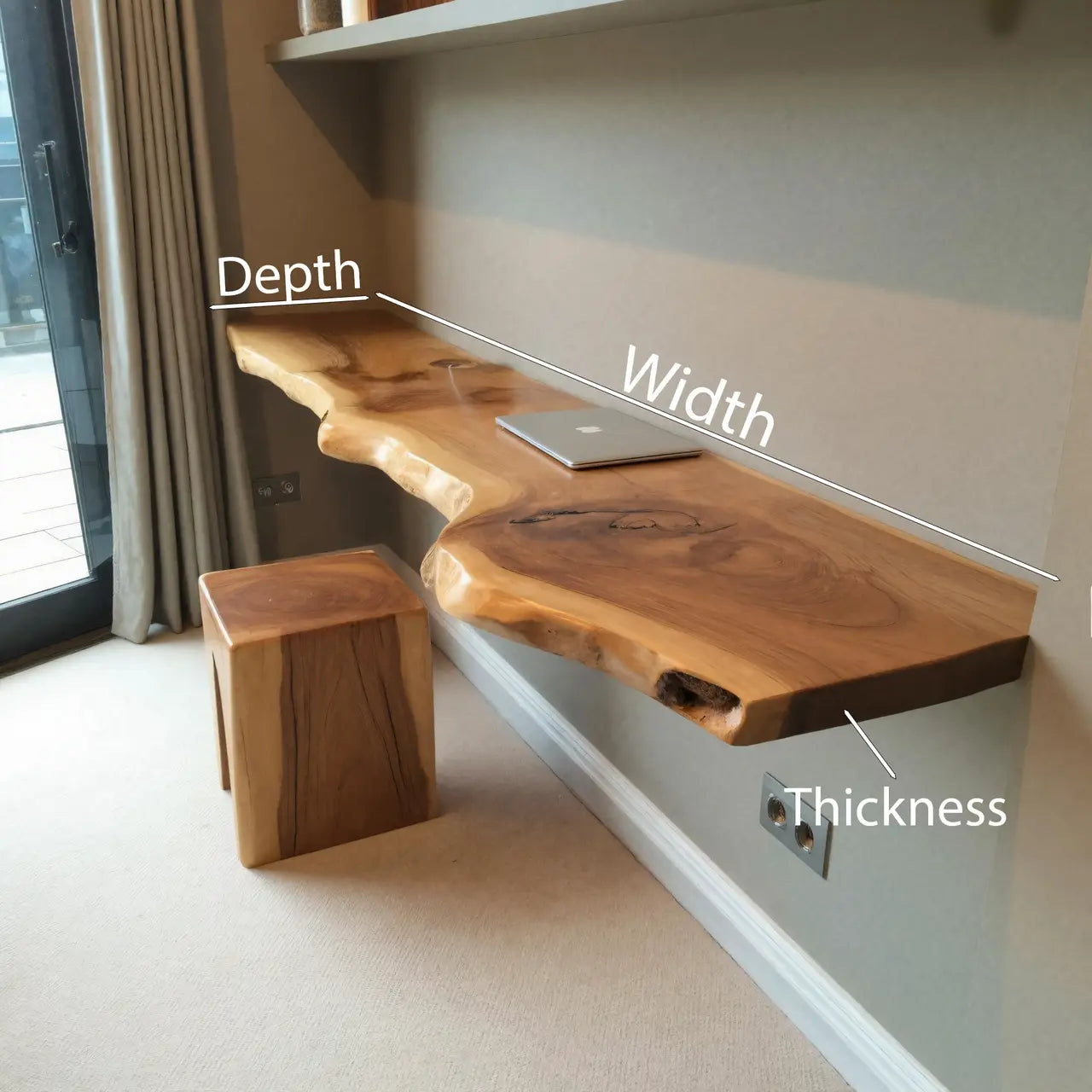 Modern Live Edge Floating Desk With Home Office Workspace Lynnsnail