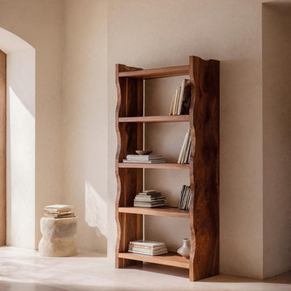 Modern Vertical Bookshelf With Natural Grain Design For Living Lynnsnail