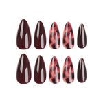 Almond French Press-On Nails – Colorful Stripe Design