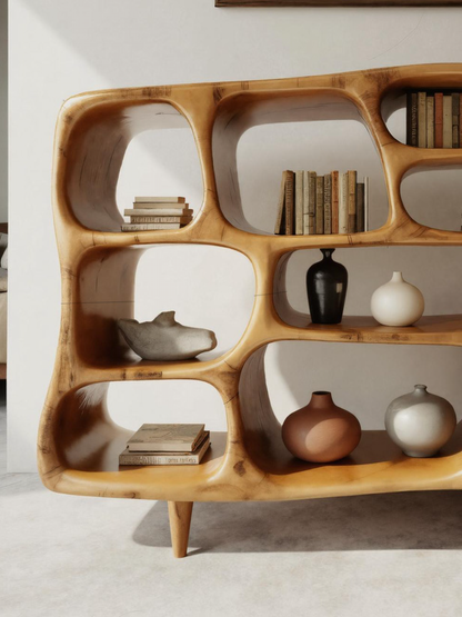 Modern Organic Bookshelf With Open Shelves For Living Room Or Office Lynnsnail
