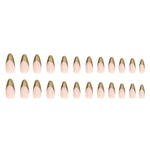 Pearl Gold French Almond Press-On Nails – Metallic Chrome Tip Design