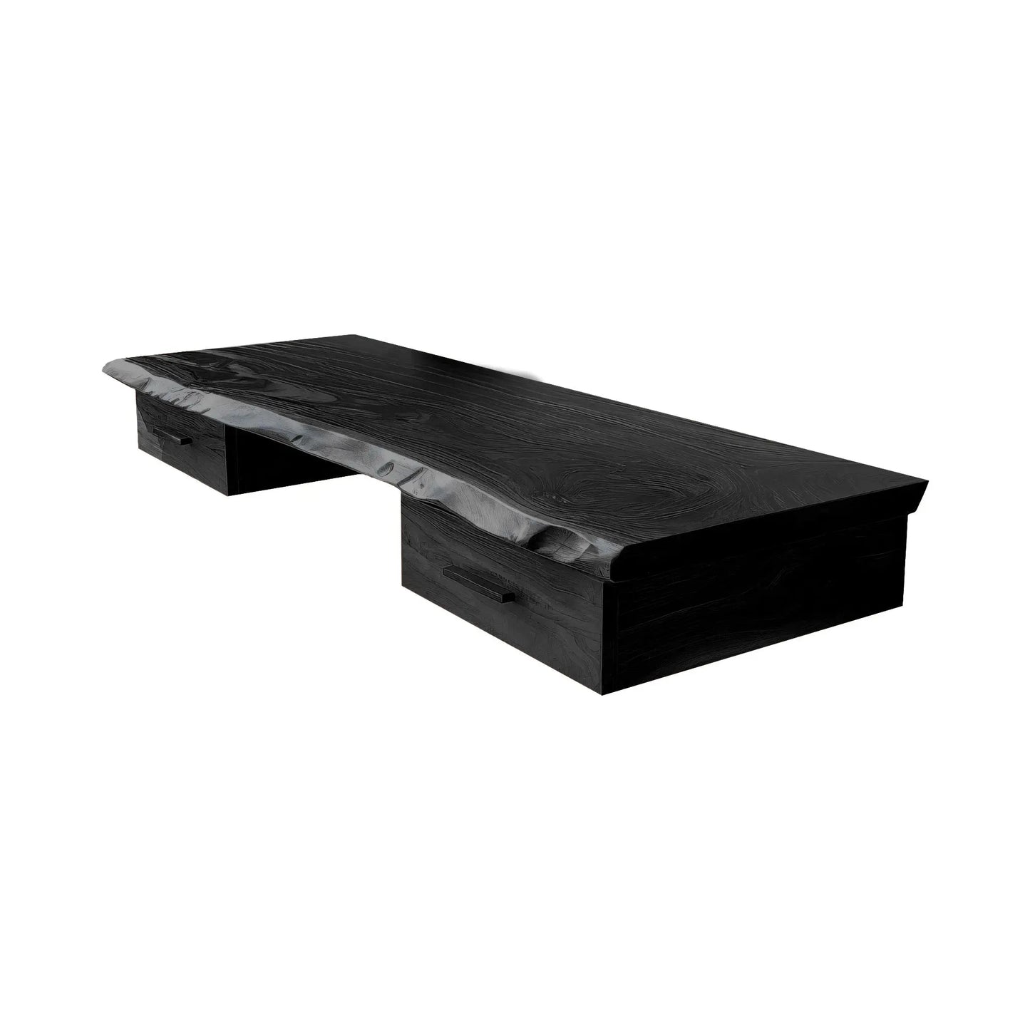 Aelric Live Edge Solid Wood Floating Desk with Drawers Lynnsnail