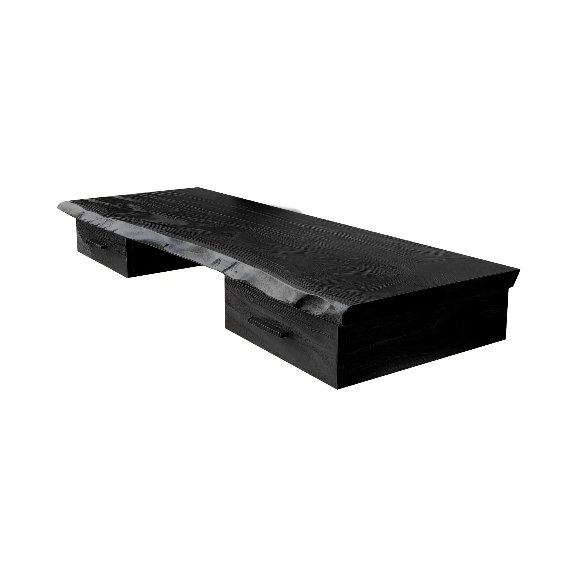 Aelric Live Edge Solid Wood Floating Desk with Drawers Lynnsnail