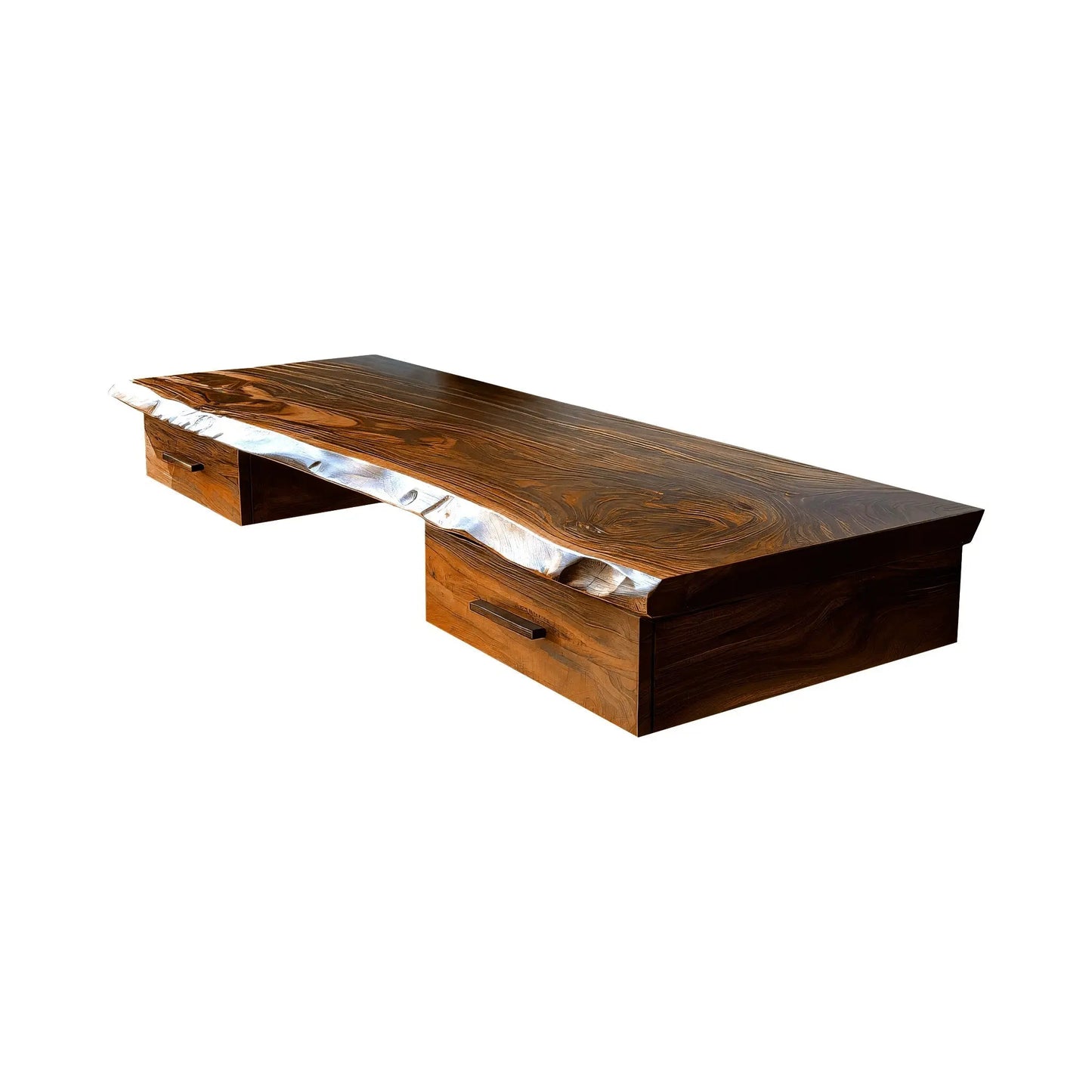 Aelric Live Edge Solid Wood Floating Desk with Drawers Lynnsnail
