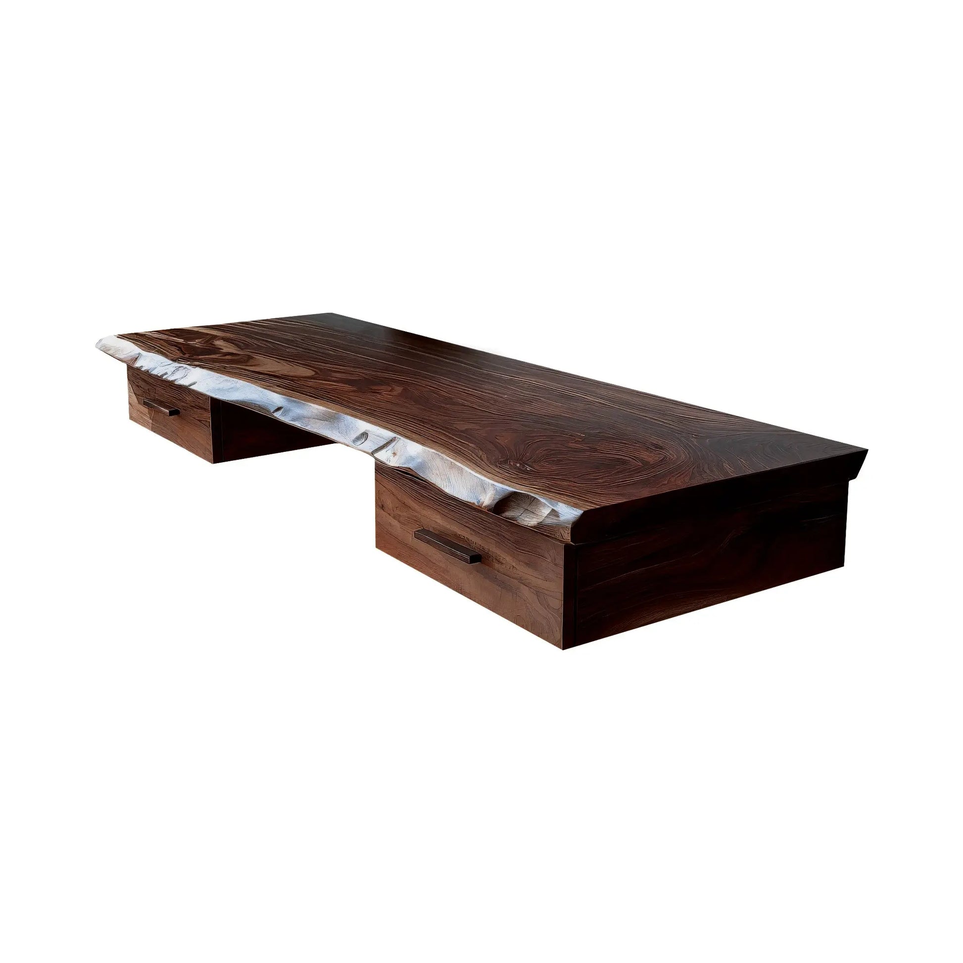 Aelric Live Edge Solid Wood Floating Desk with Drawers Lynnsnail