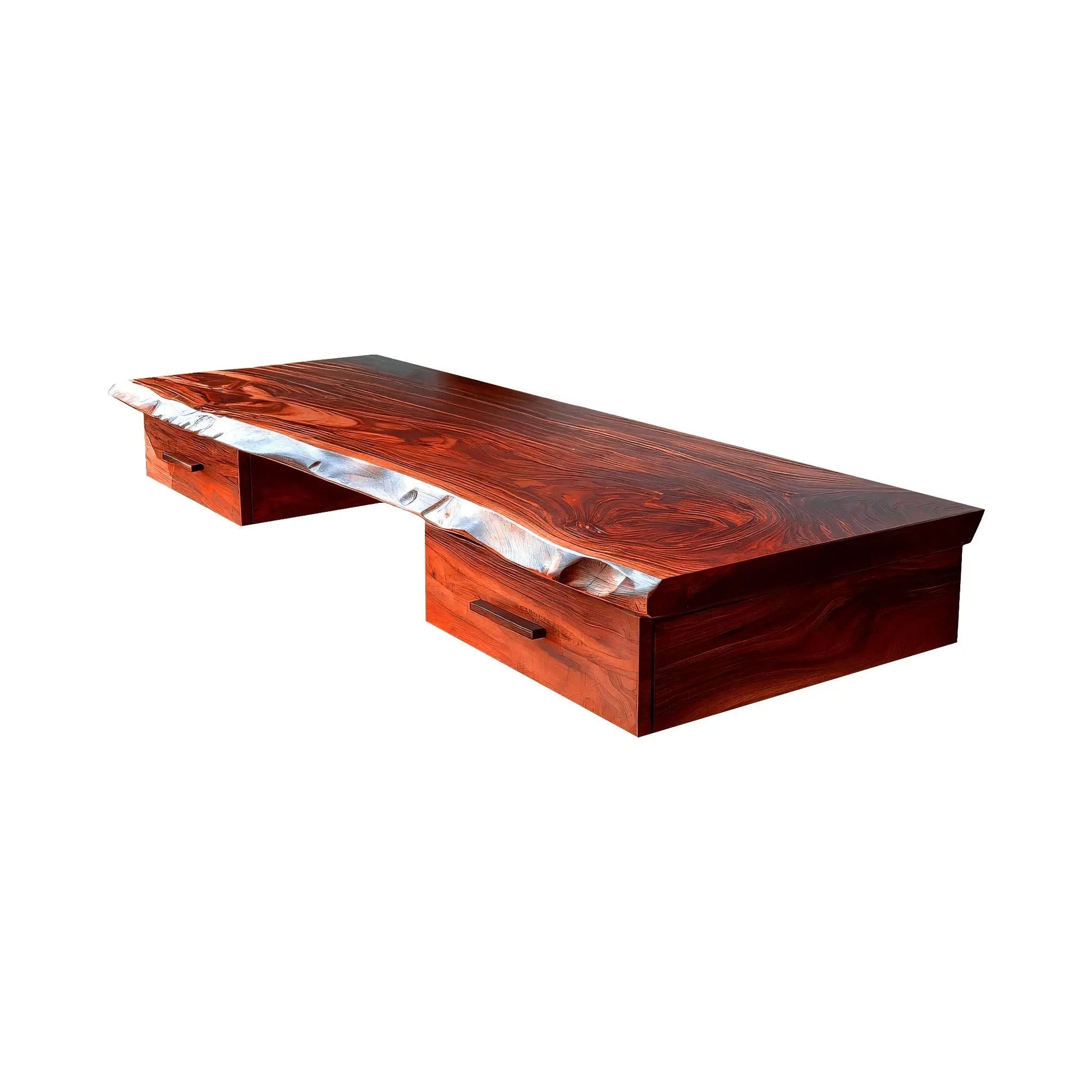 Aelric Live Edge Solid Wood Floating Desk with Drawers Lynnsnail