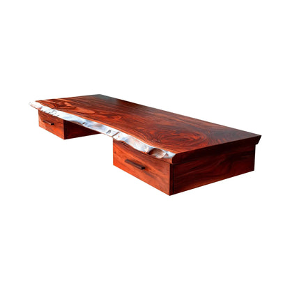Aelric Live Edge Solid Wood Floating Desk with Drawers Lynnsnail