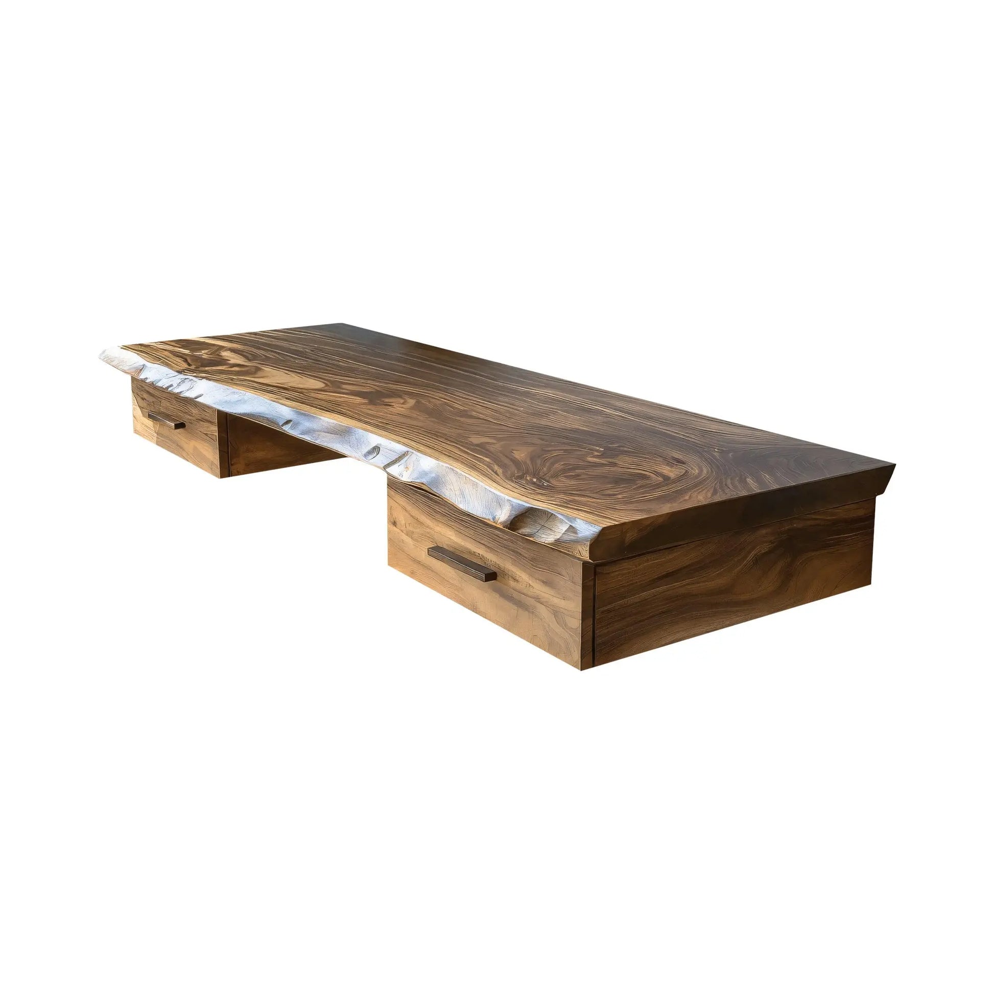 Aelric Live Edge Solid Wood Floating Desk with Drawers Lynnsnail