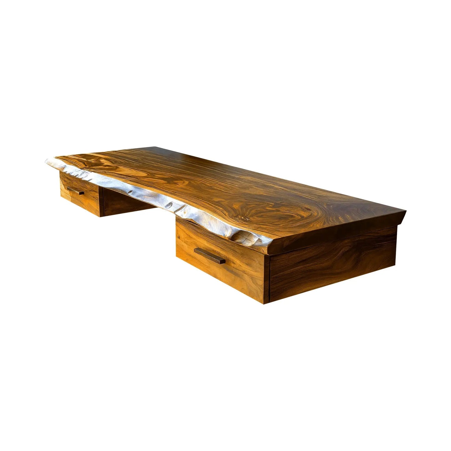 Aelric Live Edge Solid Wood Floating Desk with Drawers Lynnsnail