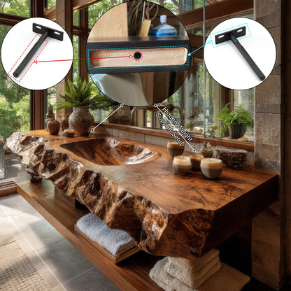 Alveric Sculpted Live Edge Solid Wood Floating Bathroom Vanity with Integrated Sink SPA365248 Lynnsnail