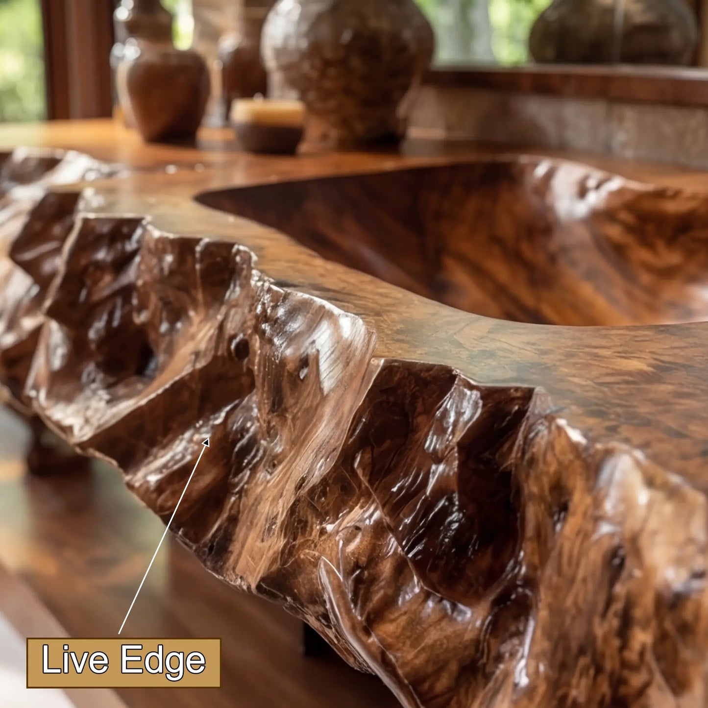 Alveric Sculpted Live Edge Solid Wood Floating Bathroom Vanity with Integrated Sink SPA365248 Lynnsnail
