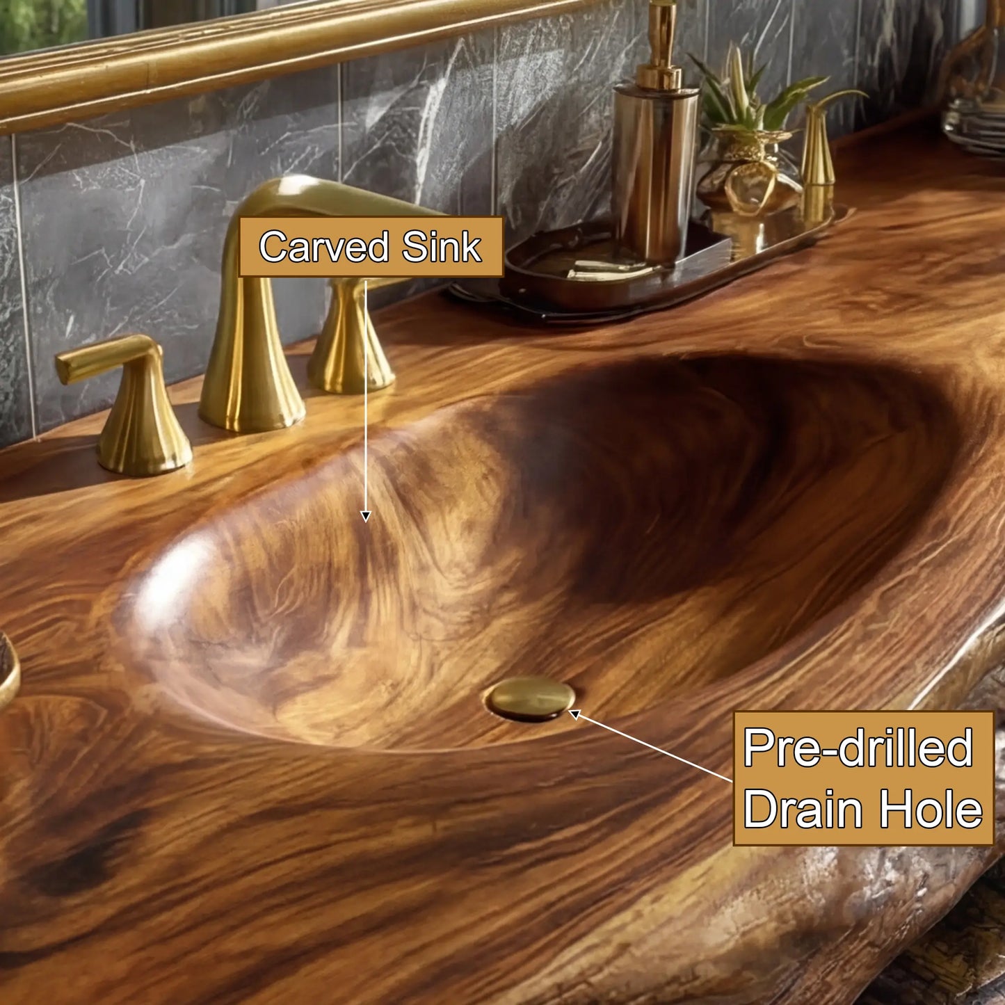 Alverin Live Edge Solid Wood Floating Bathroom Vanity with Integrated Sink SPA365012 Lynnsnail