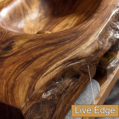 Alverin Live Edge Solid Wood Floating Bathroom Vanity with Integrated Sink SPA365012 Lynnsnail