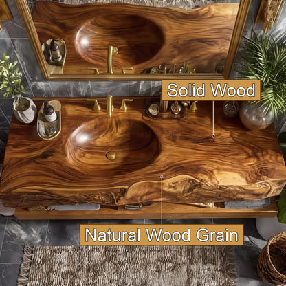 Alverin Live Edge Solid Wood Floating Bathroom Vanity with Integrated Sink SPA365012 Lynnsnail