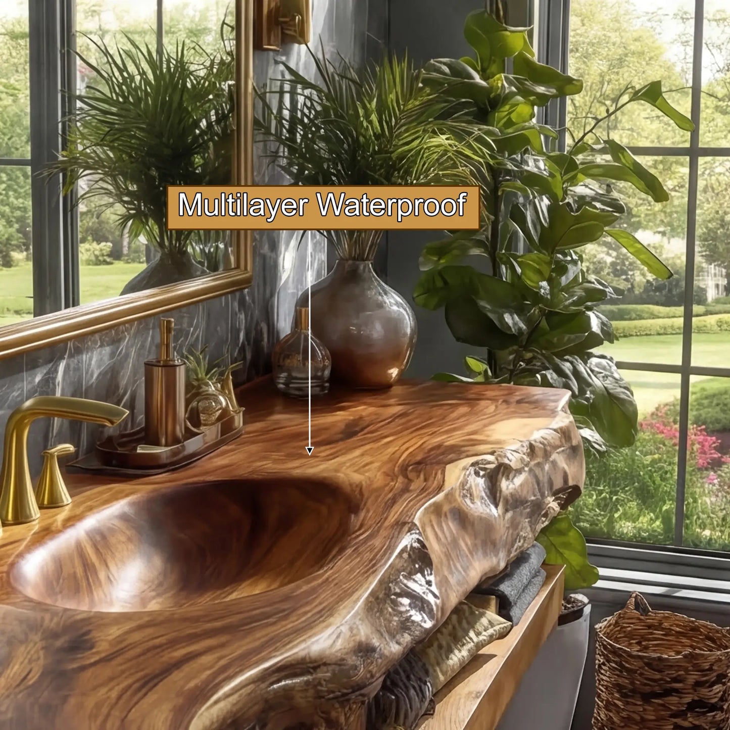 Alverin Live Edge Solid Wood Floating Bathroom Vanity with Integrated Sink SPA365012 Lynnsnail
