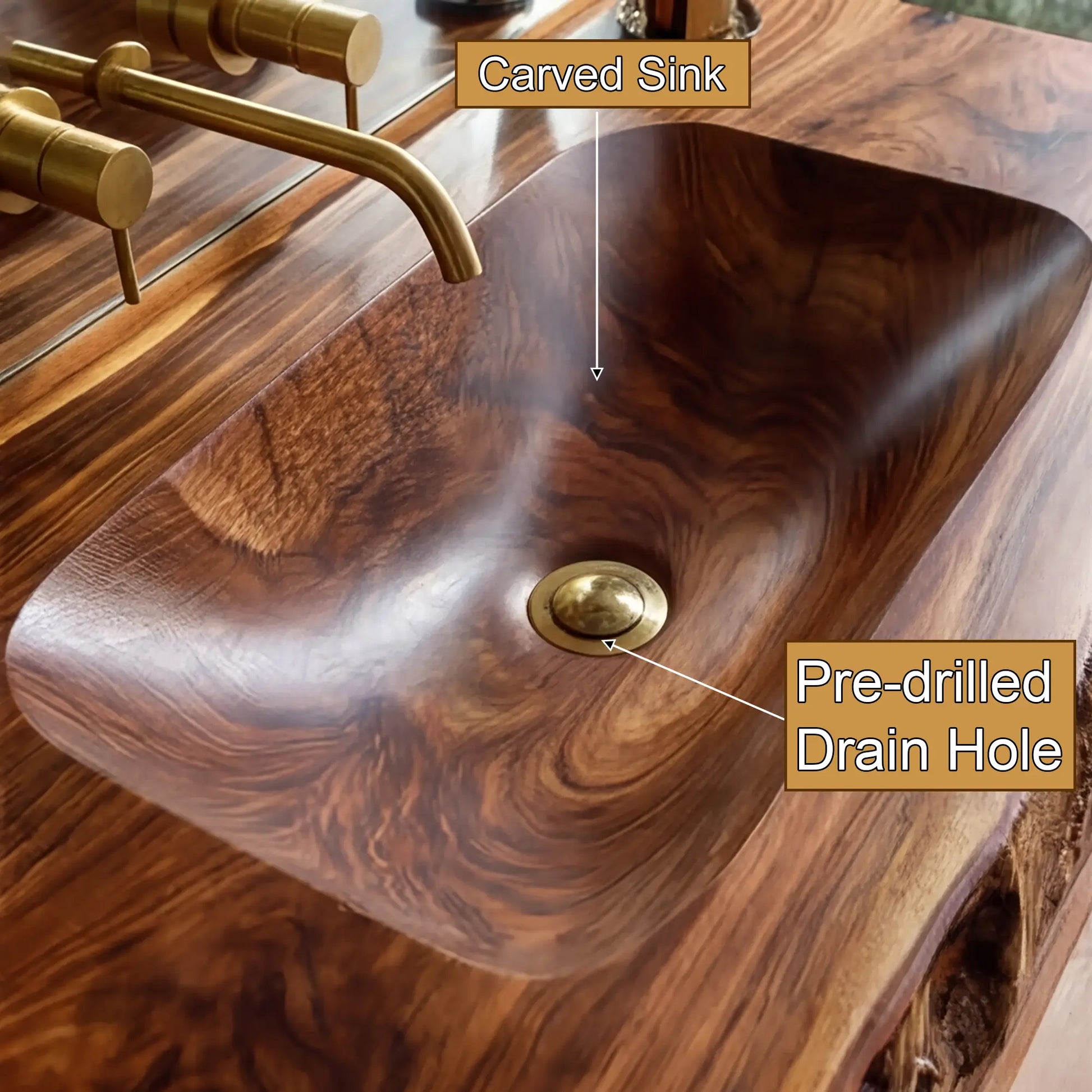 Alveris Live Edge Solid Wood Floating Bathroom Vanity with Integrated Sink SPA642310 Lynnsnail