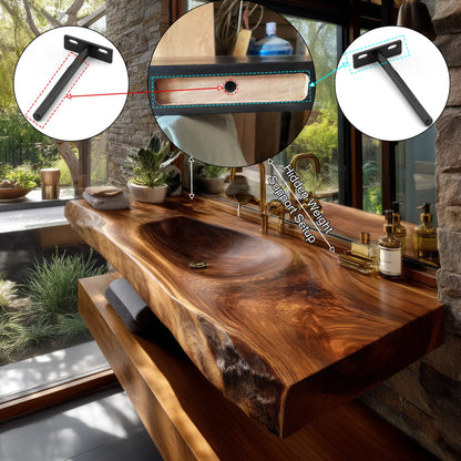 Alveris Live Edge Solid Wood Floating Bathroom Vanity with Integrated Sink SPA642310 Lynnsnail