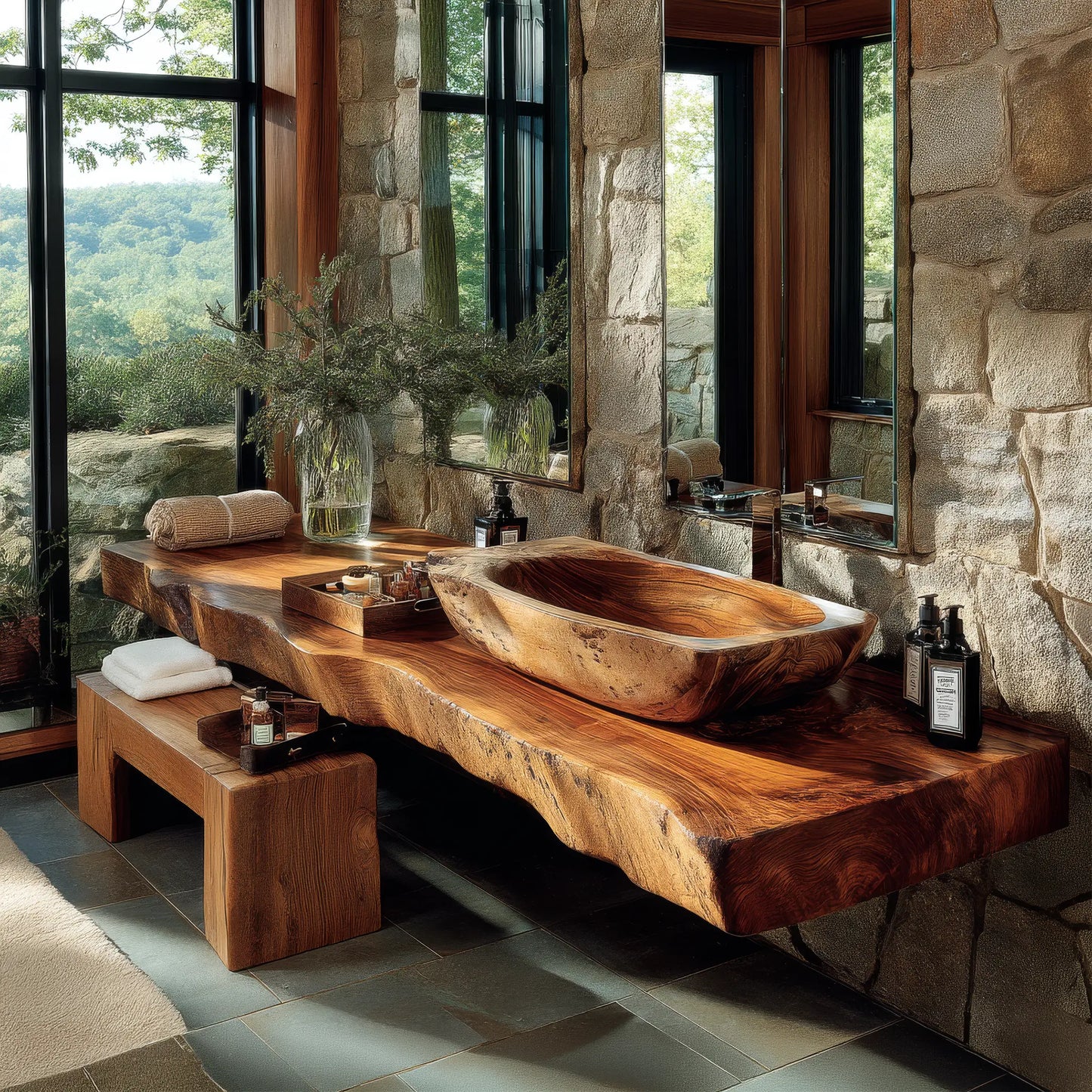 Alveron Live Edge Solid Wood Floating Bathroom Vanity SPA601905 Lynnsnail