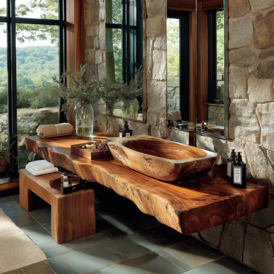 Alveron Live Edge Solid Wood Floating Bathroom Vanity SPA601905 Lynnsnail