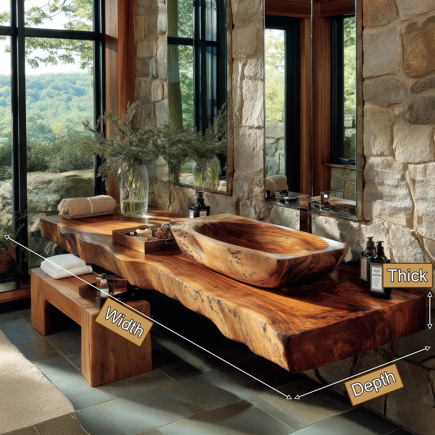 Alveron Live Edge Solid Wood Floating Bathroom Vanity SPA601905 Lynnsnail