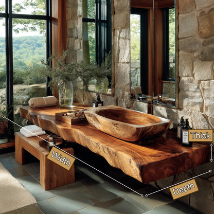 Alveron Live Edge Solid Wood Floating Bathroom Vanity SPA601905 Lynnsnail