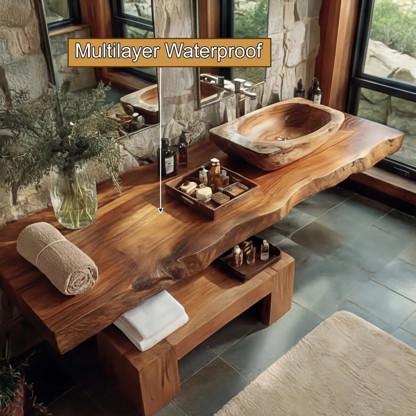 Alveron Live Edge Solid Wood Floating Bathroom Vanity SPA601905 Lynnsnail