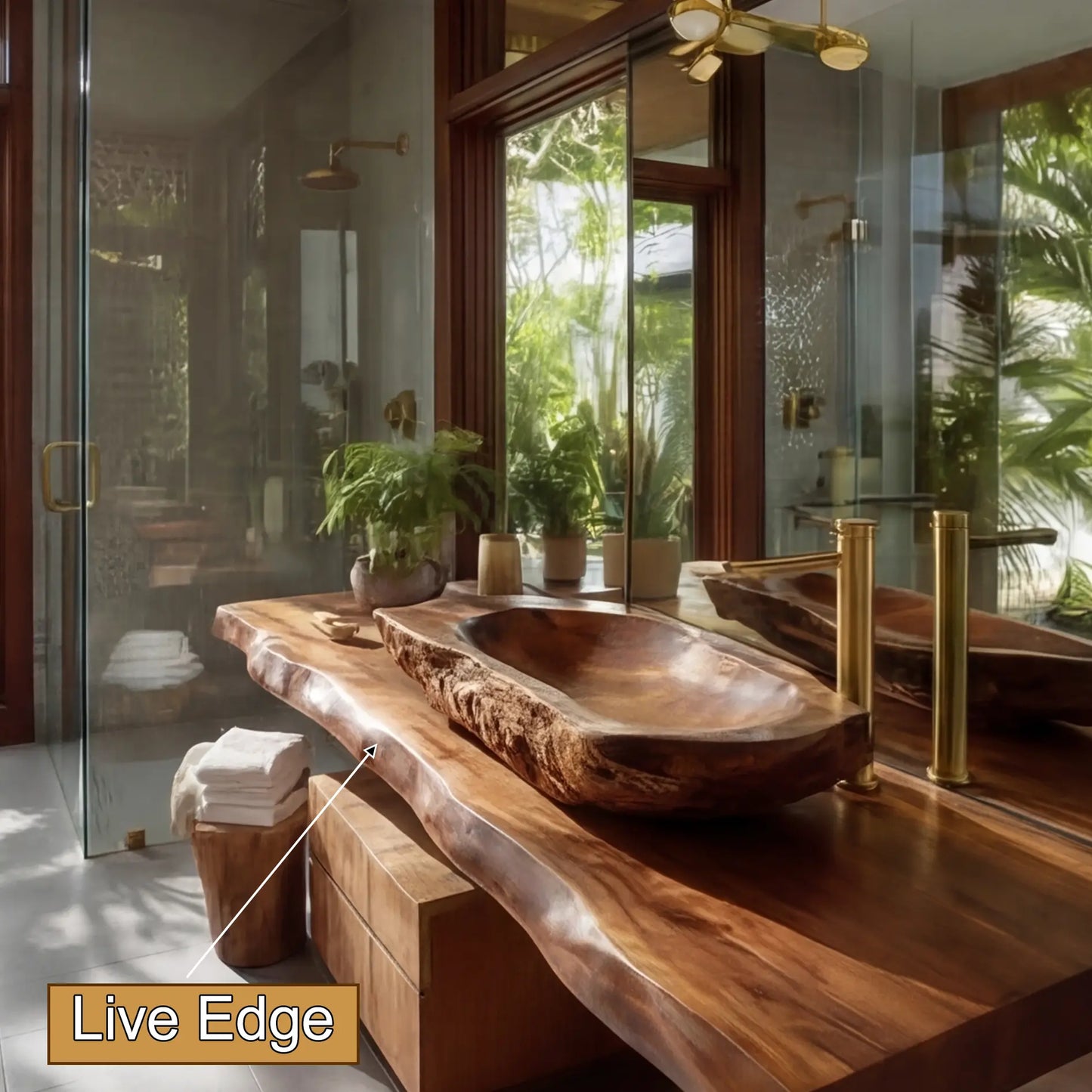Alverra Live Edge Solid Wood Floating Bathroom Vanity SPA301509 Lynnsnail