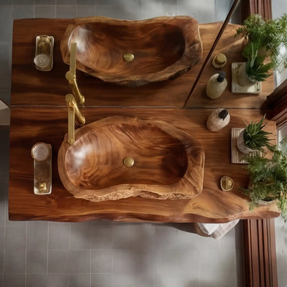 Alverra Live Edge Solid Wood Floating Bathroom Vanity SPA301509 Lynnsnail